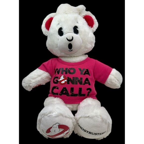Build a Bear Ghostbusters Bear w/ Sound & Pink "Who Ya Gonna Call" T-Shirt 2016 - Picture 1 of 10